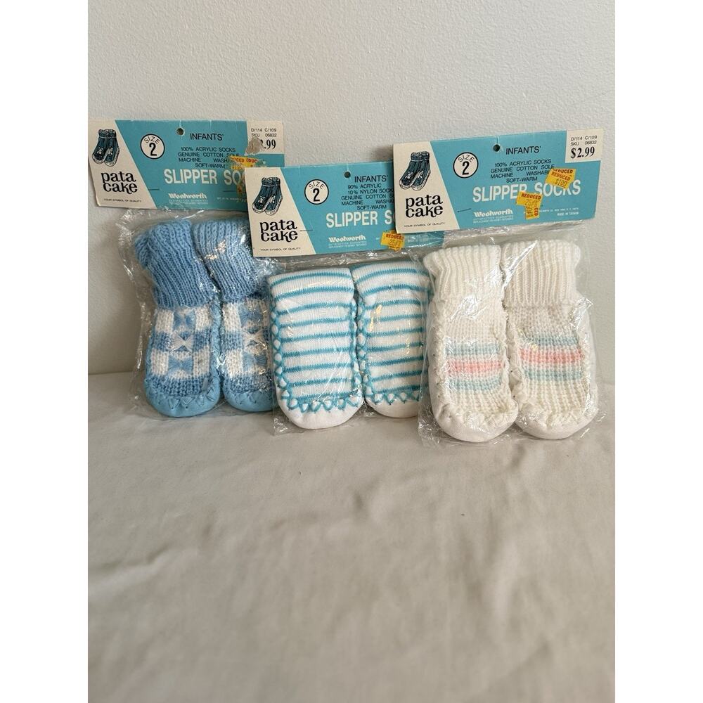 Vintage 1980's Woolworth Crochet Style Slipper Socks